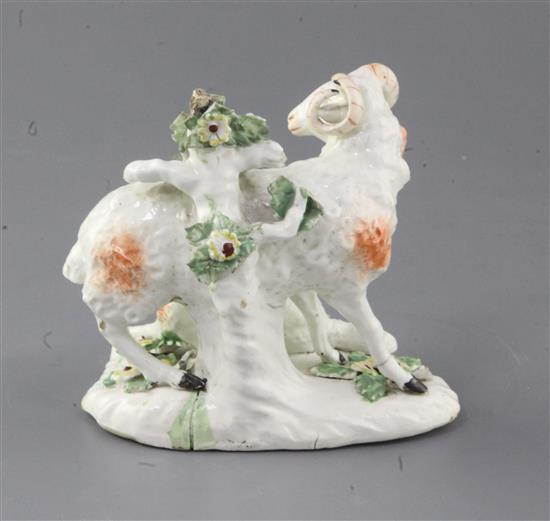 A Derby group of sheep, c.1760-5, h. 12.5cm, losses